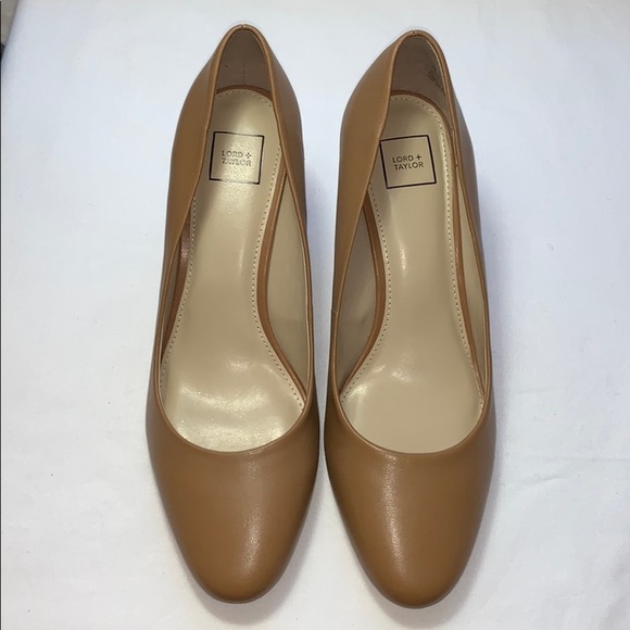 New Women's Lord & Taylor Nude Leather Pump Heels - Picture 3 of 11